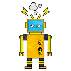 retro grunge texture cartoon malfunctioning robot