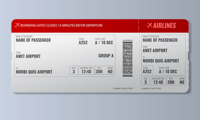 Airline boarding pass or air ticket design template. Realistic Vector illustration.