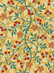 Vintage floral seamless pattern on light background. Bright colors. Vector illustration. - obrazy, fototapety, plakaty