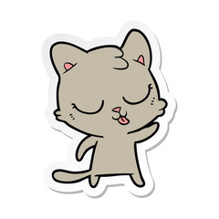 sticker of a cartoon hissing cat