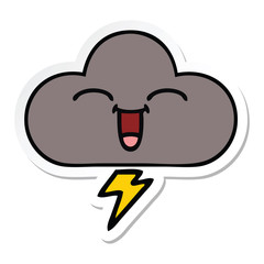 sticker of a cute cartoon storm cloud