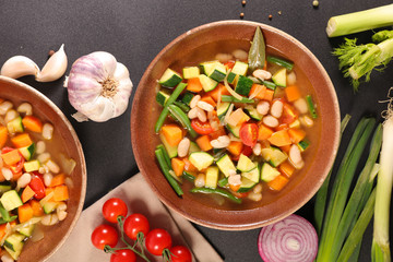 minestrone soup with vegetable, italian dish