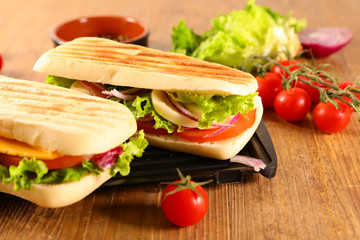 panini with tomato,mozzarella and lettuce