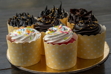 cupcake with icing and sprinkles