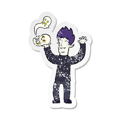 retro distressed sticker of a cartoon spooky vampire