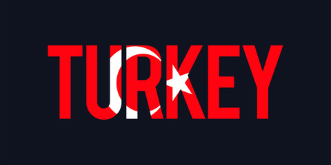 Fototapeta na wymiar Turkey text with flag