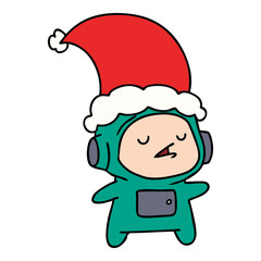 christmas cartoon of kawaii astronaut