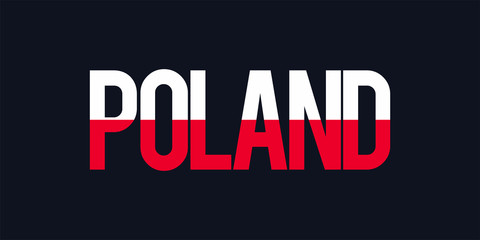 Poland text with flag