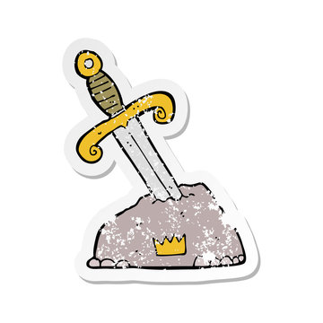 recommend clip art: retro distressed sticker of a cartoon sword in stone