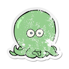 distressed sticker of a cartoon octopus
