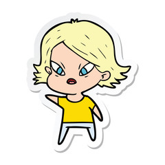 sticker of a cartoon stressed woman