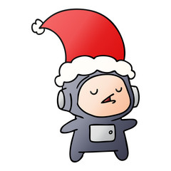 christmas gradient cartoon of kawaii astronaut