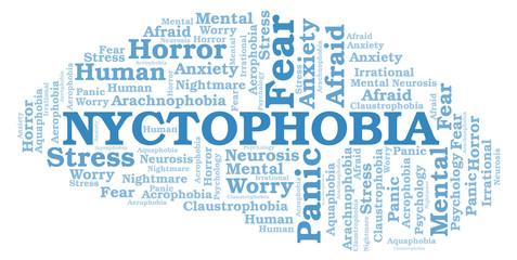 Obraz premium Nyctophobia word cloud.