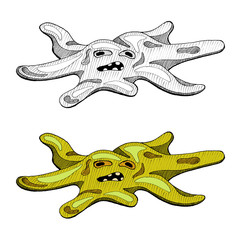 microbe hand drawn ink vintage doodle illustration