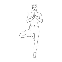 Tree Pose / Vrksasana. Vector.