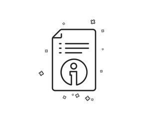 Technical information line icon. Instruction sign. Geometric shapes. Random cross elements. Linear Technical info icon design. Vector