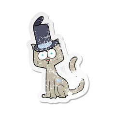 retro distressed sticker of a cartoon cat