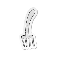 retro distressed sticker of a cartoon fork