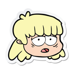 sticker of a cartoon female face