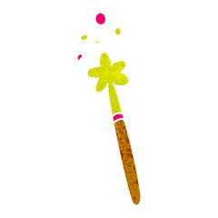 retro cartoon doodle of a magic wand
