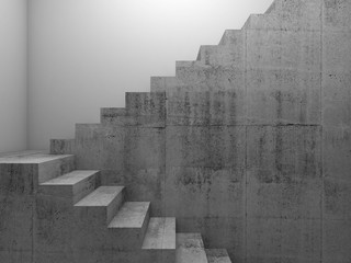 Concrete stairway in white room 3 d