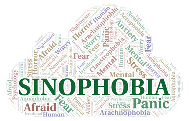 Obraz premium Sinophobia word cloud.