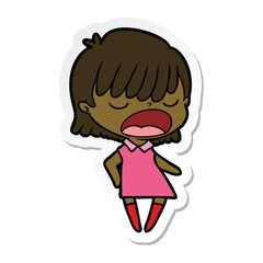 sticker of a cartoon woman talking loudly