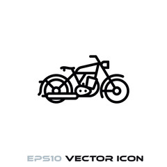 Fototapeta premium Vintage motocykl wektor ikona linii