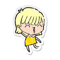 distressed sticker of a cartoon woman