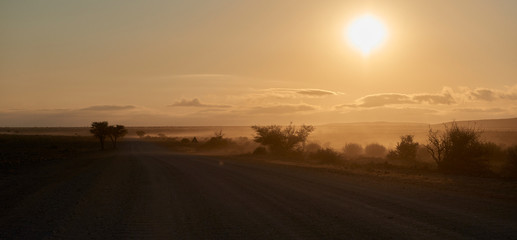 Sunset in the Namibia desert
