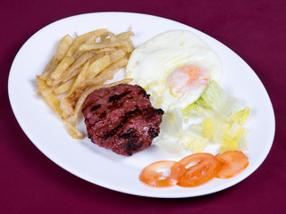 Grilled chorizo with egg and potatoes