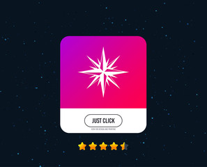 Compass sign icon. Windrose navigation symbol. Web or internet icon design. Rating stars. Just click button. Vector