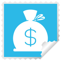 square peeling sticker cartoon bag of money