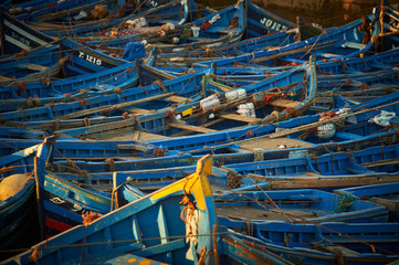 Fototapeta na wymiar Fishing boats in Essaouira's old harbour
