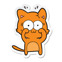 Obraz na płótnie Canvas sticker of a cartoon surprised cat