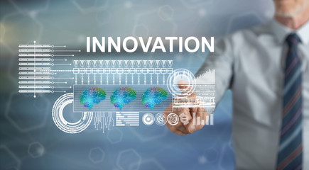 Man touching an innovation concept