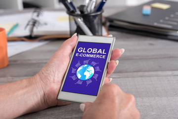 Global e-commerce concept on a smartphone