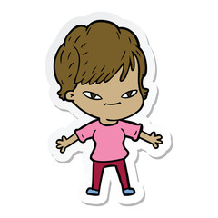 sticker of a cartoon happy woman