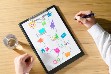 Marketing strategy concept on a desk