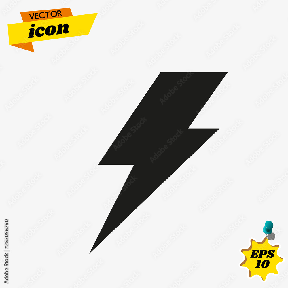 Aufkleber Lightning, electric power vector logo design element. Energy and thunder electricity symbol concept. Lightning bolt sign in the circle. Flash vector emblem template. Power fast speed logotype