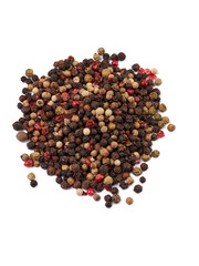 multicolored peppers isolated on white background