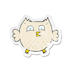retro distressed sticker of a cartoon happy owl
