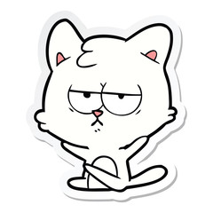 sticker of a bored cartoon cat