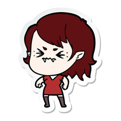 sticker of a annoyed cartoon vampire girl