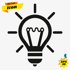Light Bulb line icon vector, isolated on white background. Idea sign, solution, thinking concept. Lighting Electric lamp. Electricity, shine. Trendy Flat style for graphic design, Web site, UI. EPS