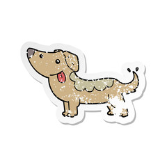distressed sticker of a cartoon dog