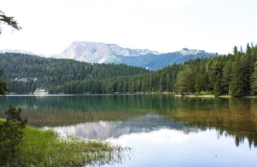 Fototapeta na wymiar The landscape of the Black lake in Montenegro. Mountain landscape