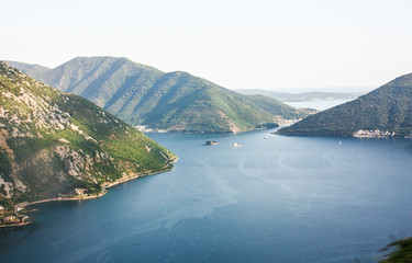 Landscape with views of the Bay of Kotor in Montenegro