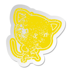 distressed old sticker of cute kawaii cat