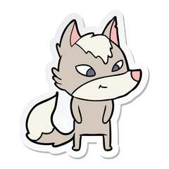 sticker of a friendly cartoon wolf